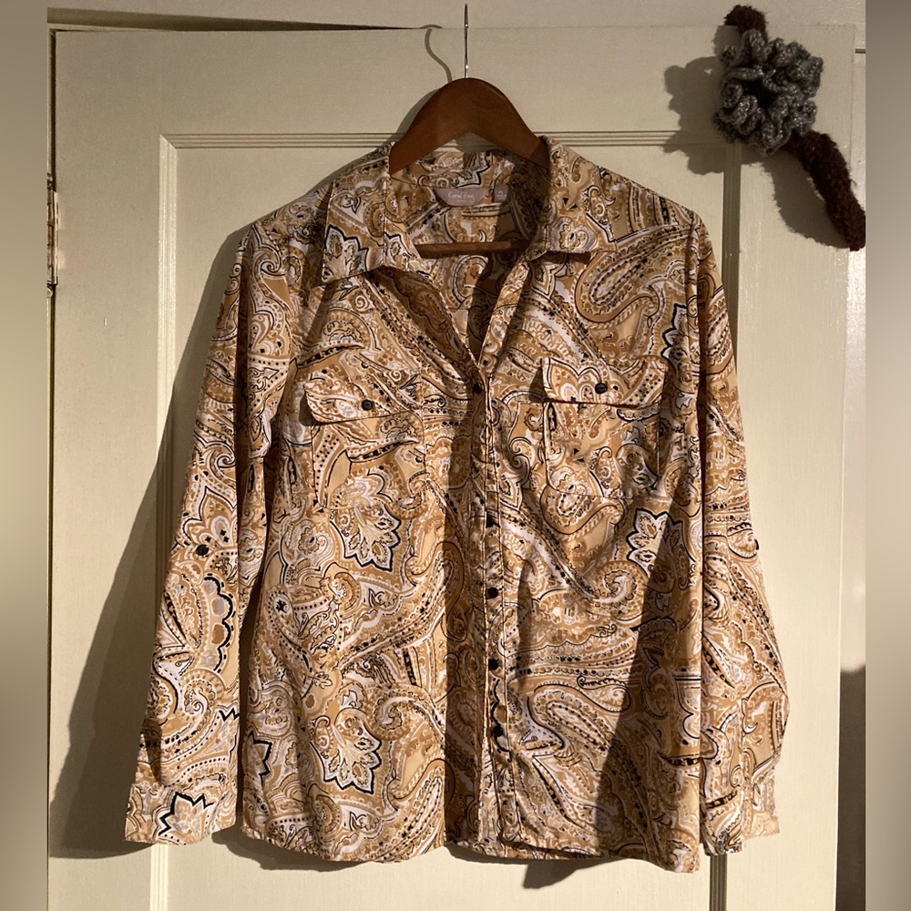 Yellow Paisley Long-sleeved Button-up